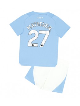Manchester City Matheus Nunes #27 Dječji Domaci Dres kompleti 2023-24 Kratak Rukavima (+ kratke hlače)